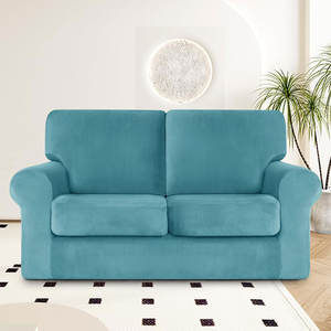 طقم كرسي بذراعين مكون من 7 قطع مع <span class=keywords><strong>3</strong></span> مسند ظهر <span class=keywords><strong>3</strong></span> أريكة مخملية مطاطية قماش مضاد للانزلاق ميزات مرنة قابلة للغسل - Product Image 6