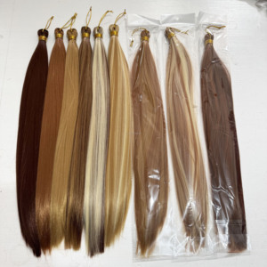 Extensions de cheveux synthétiques soyeux lisses pour tresses au crochet, pré-étirées en vrac - Product Image 3