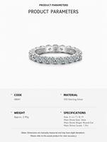 Bague Éternité en Argent Sterling 925 avec Moissanite Couleur D VVS Taille Ronde Brillante, Anneau Complet Éternité, Bagues Fines pour Femme, Cadeau