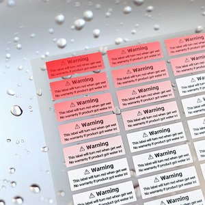 Prueba DE SEGURIDAD PET sensible al agua Etiqueta DE GARANTÍA Indicador de color rojo para envíos de alto valor Indicador de color rojo permanente - Product Image 5
