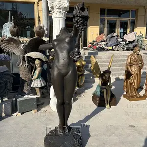 BLVE estatuas de jardín de tamaño real arte moderno latón antiguo mujer señora estatua Metal bronce mujer chica escultura