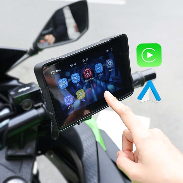 Hot Selling 5inch IP67 Motorcycle Carplay Dual Camera Android Auto Driving Screen Gps for Motorcycle