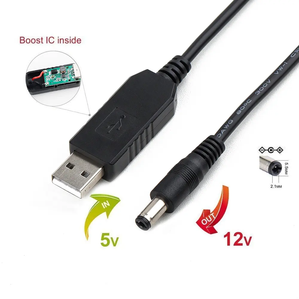Customize Dc To Usb Cable Boost USB 9v 5v To 12v Power Converter kabel lighter boost wifi router cable