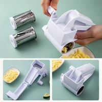 Râpe à fromage et trancheuse multifonctionnelle manuelle pour cuisine, avec lames en acier inoxydable et poignée en PP