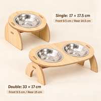 Support de bassin durable en acier inoxydable et bois Zheng Xin, double gamelle anti-renversement pour chats, chatons et petits chiens