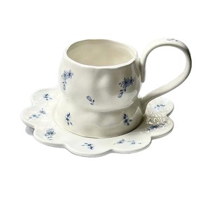 Tazze da Caffè in Porcellana Stile Romantico Francese, Tazze Alte per Tè Pomeridiano e Dessert con Manici Lunghi - Product Image 5