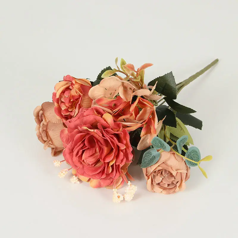 Украшение искусственная Гортензия бутон розы Шелковый букет цветов пионы искусственные цветы для свадебного домашнего декора