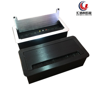 Huibaili Desktop Multimedia <b>Socket</b> Aluminum Embedded Panel Black Silver 260x130x80H Commercial Office Use - Product Image 4