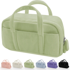 Organizador de bolsa de lápiz de pana suave con cremallera Suministros escolares estéticos lindos para niñas adolescentes - Product Image 5