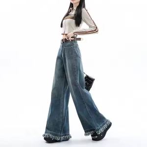 Jeans OEM de Primavera Personalizados de Alta Calidad, de Tiro Bajo, Holgados, Estilo Urbano, Casual, Vintage, Desgastados, para Chicas - Product Image 5