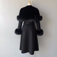 Haute Qualité Femmes Hiver Chaud Cachemire Manteau Col En Fourrure De Renard Véritable Design Double Face Manteau De Fourrure De Cachemire