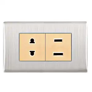 Reliable Quality American Style 2 Gang Universal 2 Pin Insert Sockets Multiple Electric Wall Outlet Socket