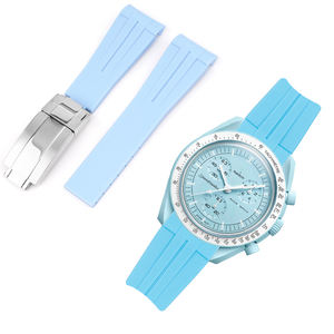 ラグジュアリー20mmグリーンブルー防水ゴムOysteクラスプ交換時計バンド月用スマートウォッチスポーツシリコーンストラップ - Product Image 2