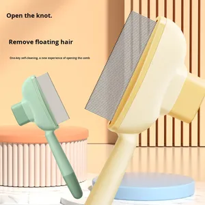 Peigne autonettoyant de toilettage pour animaux de compagnie en un clic pour la perte de <span class=keywords><strong>chat</strong></span> et de chien Outil en plastique durable - Product Image 1