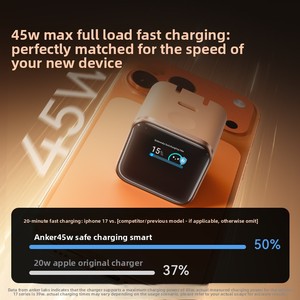 Caricabatterie Smart SafeCharge da 45W Compatibile con Apple <span class=keywords><strong>iPhone</strong></span> 7 <span class=keywords><strong>Pro</strong></span> <span class=keywords><strong>Max</strong></span>, <span class=keywords><strong>1</strong></span> Anno di Garanzia - Product Image 1