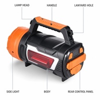 Projecteur LED d'urgence à manivelle, portée 350M, 36 SMD, avec fonction stroboscopique rouge de signalisation, batterie externe et fonction uragan