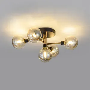 북유럽 천장 램프 크리 에이 티브 거실 침실 램프 간단한 장식 유리 매직 콩 LED 레스토랑 램프