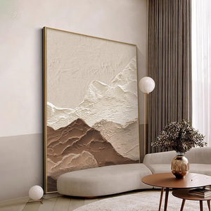 Abstract Textured Wall Art Oil <b>Canvas</b> Painting Black <b>Frame</b> Rectangle Mountain Landscape Decor For Living Room Entryway - Product Image 4