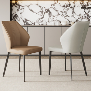 Chaise de table à manger en cuir de luxe moderne en gros d'usine avec dossier simple pour hôtel de café de bureau à domicile - Product Image 2