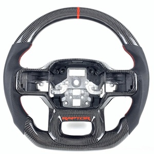 พวงมาลัยคาร์บอนไฟเบอร์แท้แบบกำหนดเองสำหรับ Ford <span class=keywords><strong>Mustang</strong></span> Raptor F150 2015-2023 สไตล์สปอร์ต 3 Runner - Product Image 1