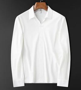 <span class=keywords><strong>M</strong></span>-4XL erkek High-end elastik dikişsiz yakalı tişört v yaka uzun kollu Polo GÖMLEK Slim Fit üst - Product Image 4