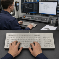 Clavier de bureau industriel en acier inoxydable étanche IP65 personnalisé PC-704-DESK, 104 touches USB PS/2 pour machine CNC, kiosque