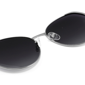 Gafas de sol tipo ojo de gato para mujer, lentes degradadas con montura completa, montura de oro rosa, detalles en azul, protección UV - Product Image 5