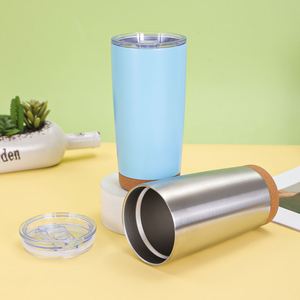 Wholesale 20oz SS304 Stainless Steel Double-Wall Vacuum Tumbler Cork Silicone Sleeve Bottom Custom Logo Sports Travel Fitness - Product Image 4