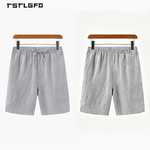 Pantalones Cortos de Lino y Algodón para Hombre, con Cordón Ajustable, Cintura Elástica, Estilo Casual, Estilo Old Money, para Verano, Playa o Resort - Product Image 3