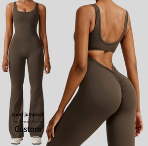 Nuova Tuta Intera con Schiena Scoperta per Yoga, Abbigliamento Sportivo da Donna, Pantaloni a Zampa, Tuta Aderente per Allenamento - Product Image 1