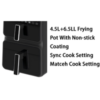 NUEVA Freidora de Aire Eléctrica Clásica de Plástico con Doble Cesta, Control Digital, 3000W, 4.5L+6.5L, Cocción Rápida, para Uso Doméstico y Hotelero