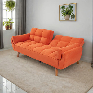 Sofá para sala de estar con tapicería <span class=keywords><strong>naranja</strong></span> moderna, sofá <span class=keywords><strong>cama</strong></span> extraíble, diseño de decoración para sala de estar, sofá <span class=keywords><strong>cama</strong></span> plegable con respaldo ajustable - Product Image 6