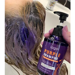 custom wholesale shampoing hair anti- brassy purple toner toning hair colour no yellow silver purple shampoo for blonde hair
