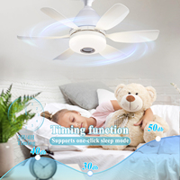 Ventilateur de Plafond LED Moderne avec Lumière, Tête Mobile, Intensité Variable Intelligente, Ampoule Rotative à 360° E27 et Télécommande pour Décoration Intérieure