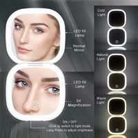 Miroir cosmétique LED rond élégant Mini miroir de maquillage de poche pliant en gros pour le voyage