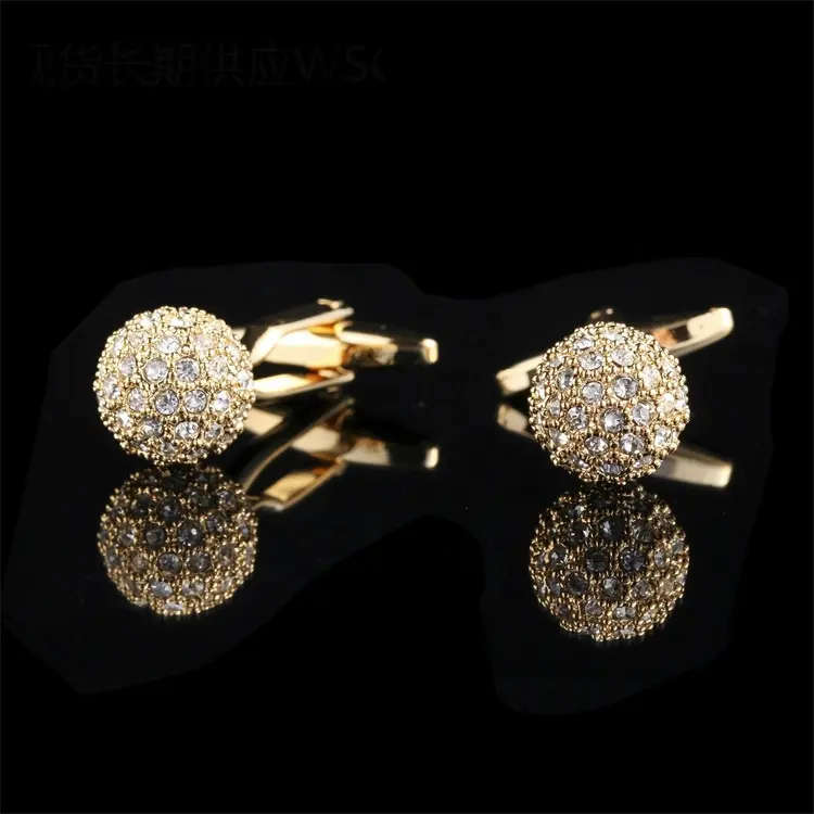 Wholesale fashion cuff links diamond zinc alloy tie clip custom luxury cufflinks for shirt