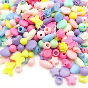 DIY Macarons Acrílico Borboleta Redonda Amor Flores Spacer Bead para Pulseira Acessórios Jóias Fazendo Mix Color Loose Beads