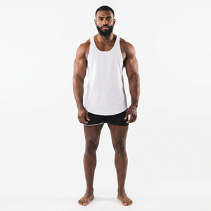 Débardeur de fitness blanc pour hommes du fabricant, nouveau style, débardeur homme col rond effet délavé, style 2026 - Product Image 1
