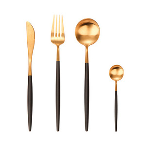 Ensemble de couverts <span class=keywords><strong>Homedesign</strong></span> en acier inoxydable portugais, motif léopard créatif, camping, couverts en or rose, finition mate, modèle artisanal - Product Image 5