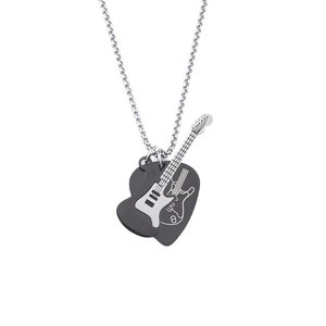 สร้อยคอจี้กีตาร์สองชั้น สแตนเลสสตีล สำหรับคนรักดนตรี - Product Image 1