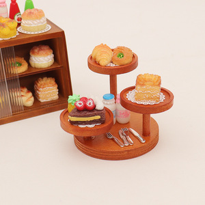 Rumah boneka mini, rak kayu, nampan roti bertingkat, dudukan pajangan, ornamen model, properti latar belakang, kerajinan plastik OB11 - Product Image 1
