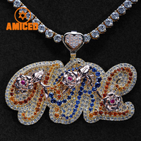 No.1 personnalisé Moissanite bijoux plaque d'or glacé Hip Hop pendentif Moissanite pendentif personnalisé nom lettre collier chaîne pendentif