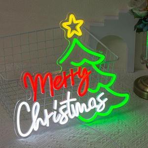 Buon natale insegna al Neon colorata luce dell'albero a LED per decorazione della parete, esposizione della stanza delle vacanze, decorazione della festa e regalo stagionale per la casa - Product Image 1