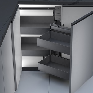 Modern Open Magic Corner <b>Kitchen</b> Cabinet With Pull Basket Pantry Organizer <b>Storage</b> Linkage Structure for <b>Kitchen</b> <b>Storage</b> Magic C - Product Image 4