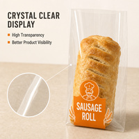 Sacs plats transparents en BOPP de qualité alimentaire, imprimés sur mesure pour l'emballage de boulangerie (saucisses, pains, pâtisseries, biscuits)