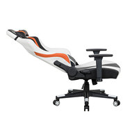 Chaise de jeu ergonomique moderne en tissu, vérin à gaz classe 4, hauteur réglable, accoudoirs 3D, base métallique pivotante à 360°, dossier inclinable haut