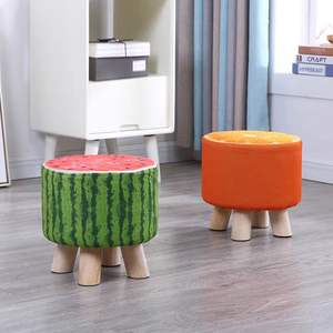 Creative Fruit Printed Round <b>Stool</b> With Wooden Legs For Home Bedroom Living Room Kids Adults Elderly Use - Product Image 4