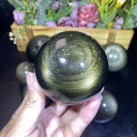 Boule magique en cristal naturel de haute qualité, sphère en obsidienne dorée Feng Shui pour la guérison spirituelle