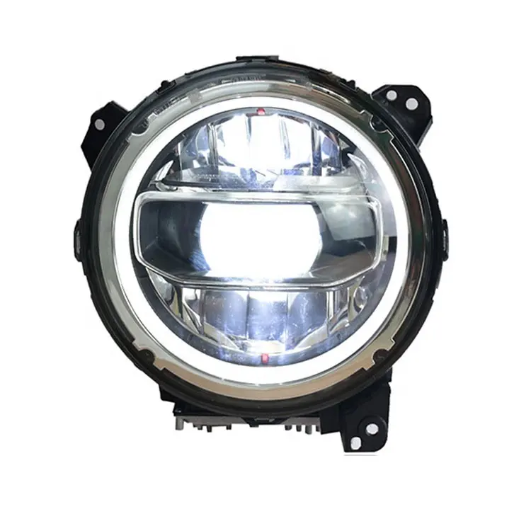 Lampu Utama LED 9 Inci Krom OEM dengan Halo untuk Jeep Wrangler JL