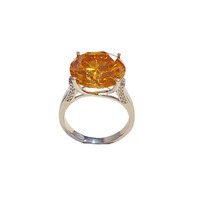 Luxuriöser Rundschliff 20CT VVS GRA Gelber Moissanit Schmuck S925 Silber Weißgold Plattiert Beste Einzigartige Seitenstein-Design Ringe